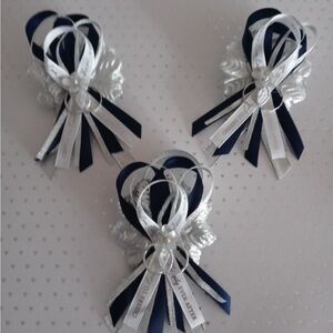 50 Elegant Navy and Silver  Corsages/Capias